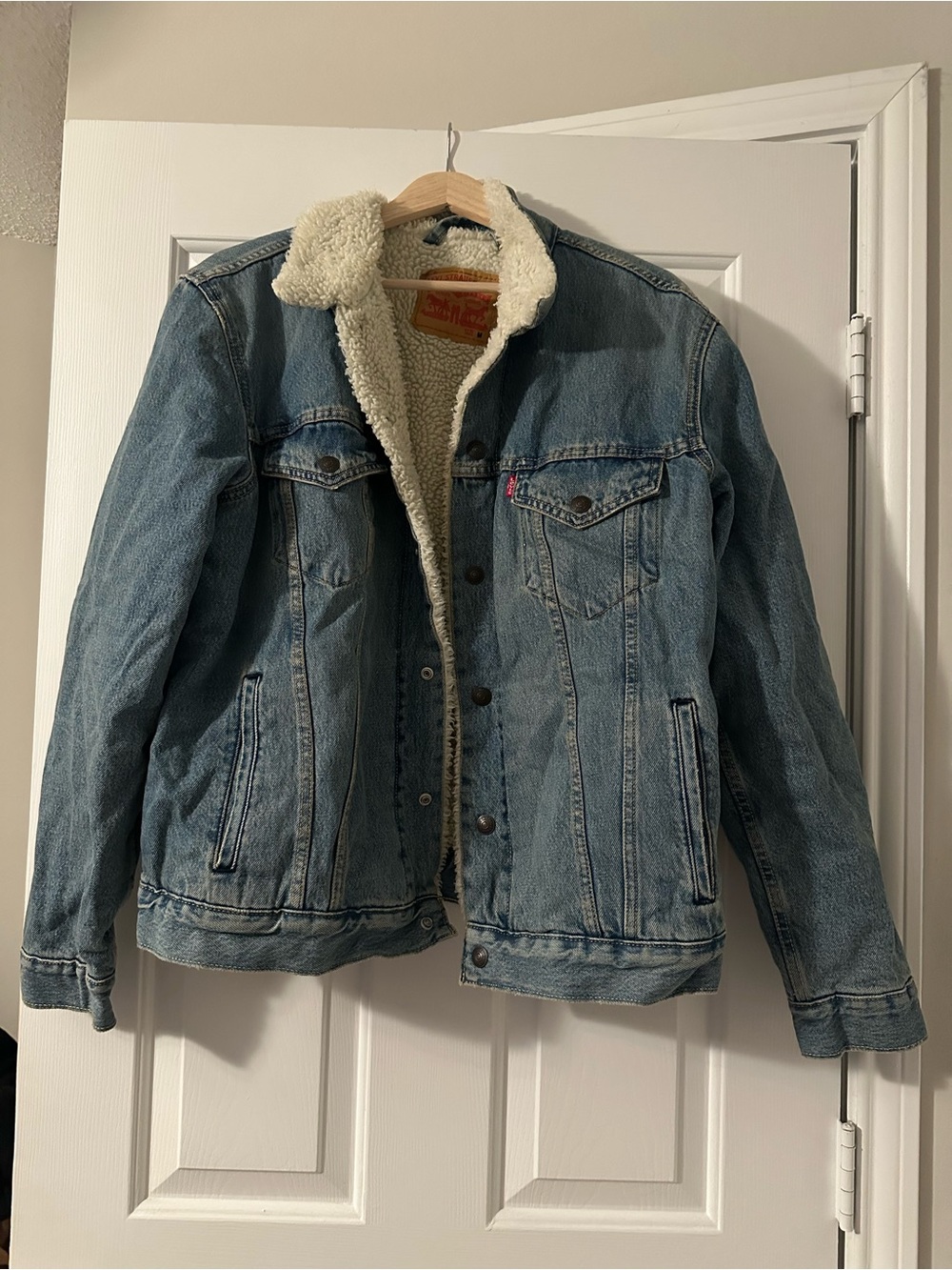 Levi's Blue Sherpa-Lined Denim Trucker Jacket